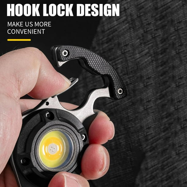 Escalada COB LED Linterna Llavero Abrebotellas Camping Pocket Clip Lámpara (Negro) Ehuebsd Para Estrenar