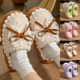 thumbnail image 5 of Xfvqtps Fluffy Slippers for Women Lace Bow Winter Warm Thick Sole PVC Slip on Furry Cozy Indoor and Outdoor Plush Shoes Pink, 5 of 5