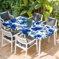 thumbnail image 2 of Blue Flowers Table Cloths for 6 Foot Rectangle Tables, Spring Watercolor Leaves Floral Plants Patio Waterproof Elastic Fitted Tablecloths, Washable Rectangular Table Cover for Camping, 2 of 8