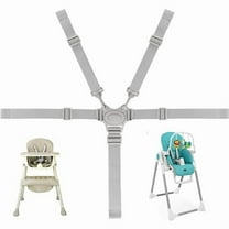 Universal Adjustable Baby High Chair Safety Harness with 5-Point Buckle, Compatible with Strollers and Prams (Grey)