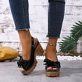 thumbnail image 3 of Dakaela Women's Slingback Chunky Heels Sandals Open Toe Leather Bow Platform Wedge Dress Walking Pumps Shoes for Prom Wedding Party Black 7, 3 of 7