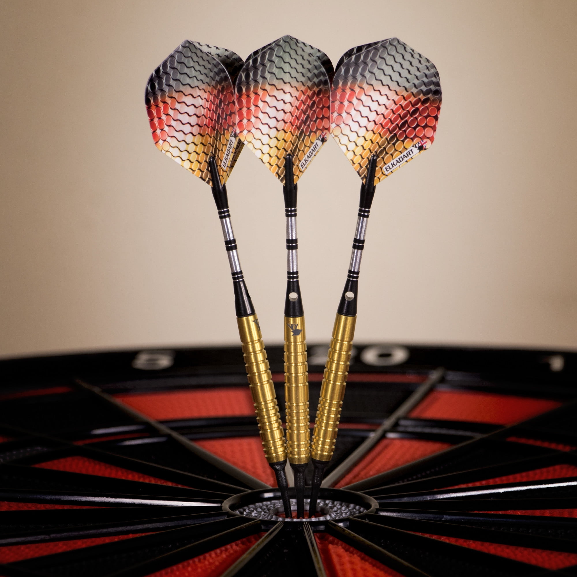 Elkadart Titanium 90% Tungsten Soft Tip Dart Set, 18 Grams, Gold