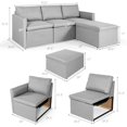 thumbnail image 2 of Gymax Convertible L-shaped Sectional Sofa Couch Chaise w/ Ottoman Cushions Light Grey, 2 of 10