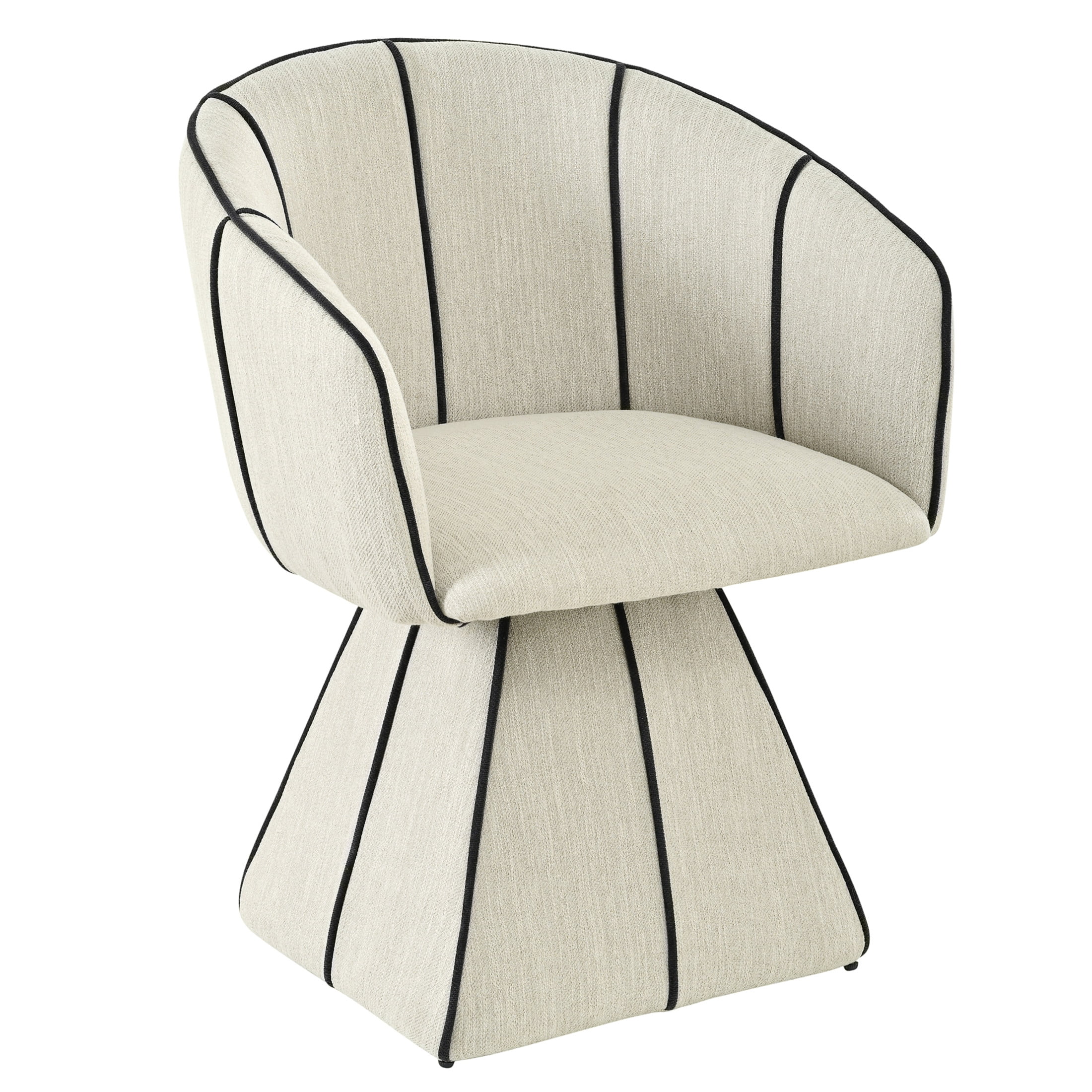 Christopher Knight Home Luxury Upholstered Swivel Dining Chairs with Barrel Back, Beige+Black, Set of 6