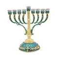 thumbnail image 3 of Menorah pintado a Mano Gloria Bejeweled Verde 6,5 pulgadas, 3 of 9