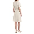 thumbnail image 3 of INSPIRE CHIC Women's Cocktail A-Line Dress Choker V Neck Short Sleeve Belted Elegant Flare Dresses L Beige, 3 of 5