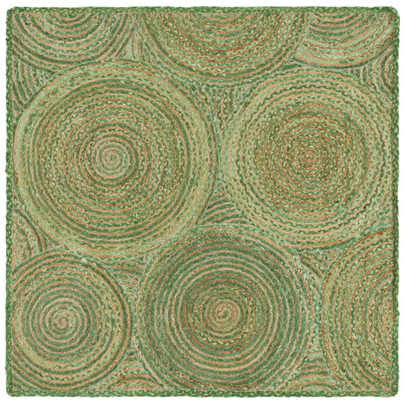 SAFAVIEH Cape Cod Bora Geometric Area Rug, Green/Natural, 6' x 6' Square