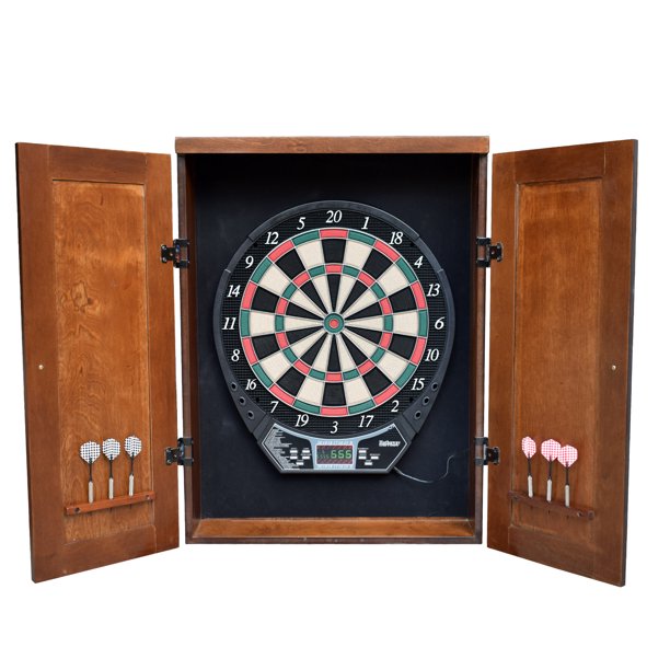 Hathaway Brookline Electronic Dartboard Set, 32.25in H, Walnut