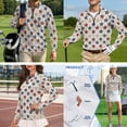 thumbnail image 2 of FOR U DESIGNS Beige Patriotic Star Print Couples Golf Shirts 1/4 Zip Casual Matching Quick Dry Long Sleeve Polo Shirts Moisture Wicking Tops for Men Women, 2 of 7