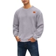 thumbnail image 1 of Ceisia Men's Relaxed Fit Long Sleeve Crew Neck Jacquard Sweatshirt with Shoulder Patch Gray M Gifts, 1 of 2