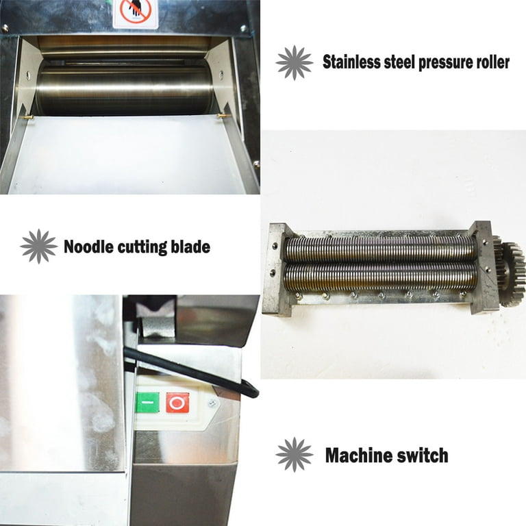 BENTISM Electric Dough Sheeter Pizza Dough Roller Sheeter Stainless Steel  Max 12'' 