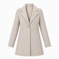 thumbnail image 3 of Women Coat Winter Casual Long Sleeve Solid Color Button Front Lapel Coat with Pockets Soft Loose Fit Cozy Outerwear for Office Wear, 3 of 6