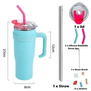 Vacuum Insulated Stainless Steel Cold1 40 fl oz. Tumbler Mug with 3 Way Lid, Straw, Handle - Glacier Opaque Gloss