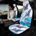 thumbnail image 2 of Xixirimido Car Seat Protection Set 5 Pieces Breathable PU Leather Front Seat Covers with Seat Belt and Console Covers Universal Fits Most Cars, Sea Dolphins, 2 of 8