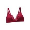 thumbnail image 3 of Feancey Womens Lace Bras Deep V Plunge No Underwire Bra Adjustable Straps Triangle Bralettes Breathable Lingerie Bra for Date Night Wine S, 3 of 8