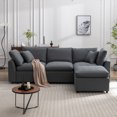thumbnail image 2 of Sectional Couches for Living Room, Convertible Sectional Sofa L Shaped Couch with Reversible Chaise and 2 Throw Pillows, Comfy Sofa Couch, 4-Seat Small Couches for Small Spaces, Apartments, Dark Grey, 2 of 8