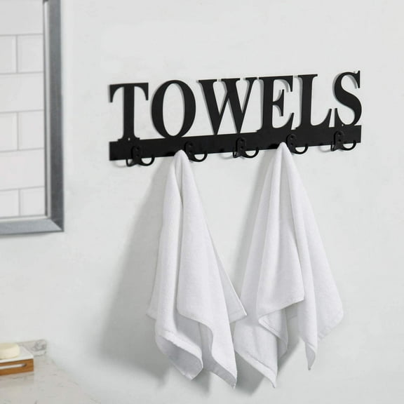 MyGift 23.5 Inch Black Metal Wall Mounted Towel Rack