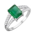 thumbnail image 2 of 7X5MM Emerald Cut Emerald 925 Sterling Silver Solitaire Women Valentines Day Gifts Ring, 2 of 4