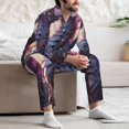 thumbnail image 7 of Naloa Dragon Men’s Pajamas Set - Long Sleeve Button Down Sleep Shirt and Pajama Bottoms Sleepwear Set-Large, 7 of 7