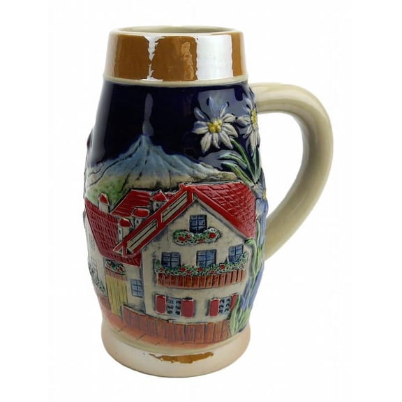German Alpine Village Relief .75L Stein