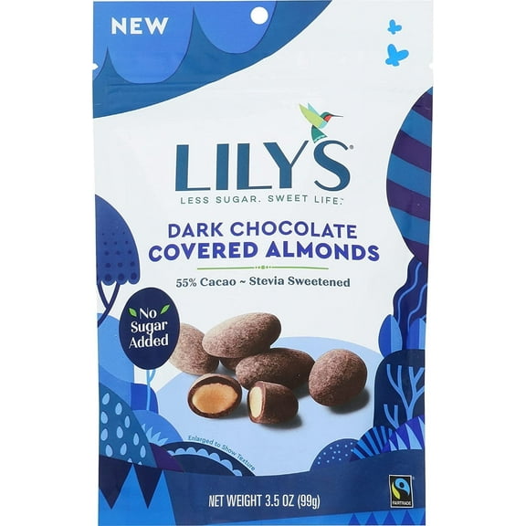 Lily's Sweets Dark Chocolate Covered Almonds 3.5 oz Pack of 2