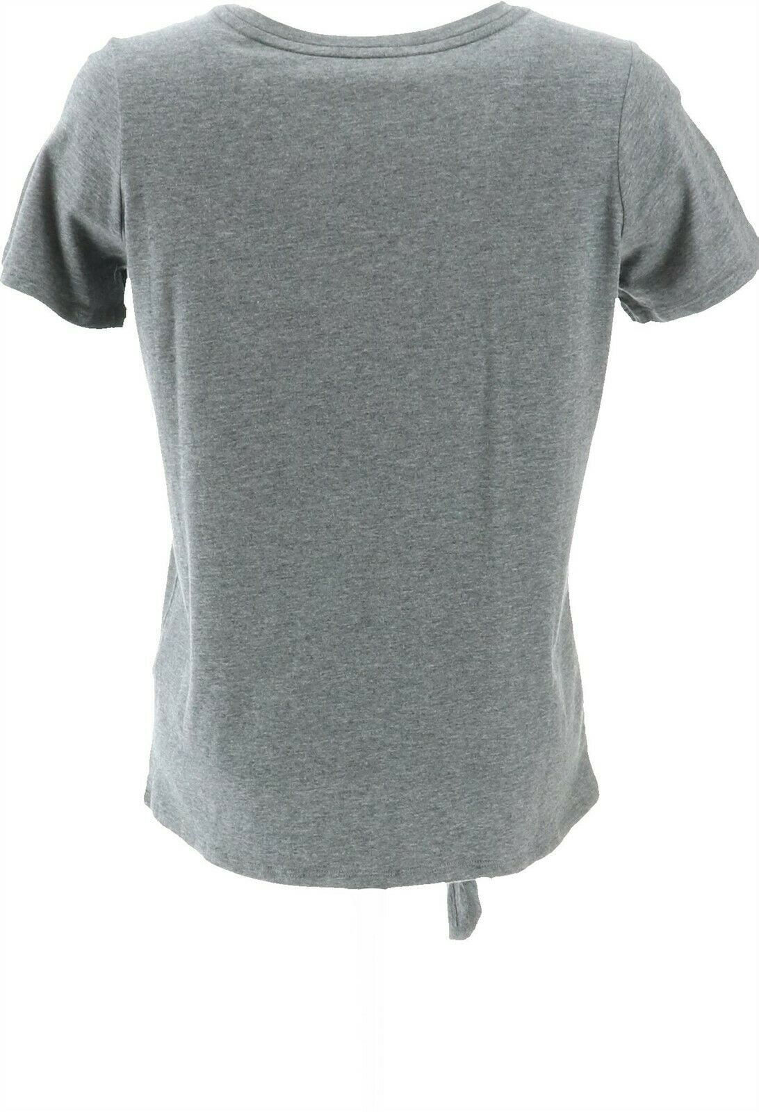 AnyBody Cozy Knit Side Tie T-Shirt Pocket Med Hthr Grey M NEW A353777