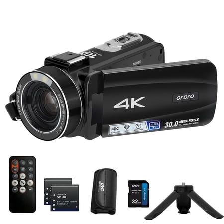 ORDRO Video Camera 4K Digital Camcorder 10X Optical Zoom 30MP Vlog Camera for YouTube Photography