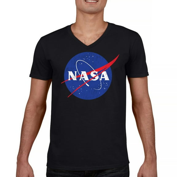 NASA Meatball Logo Men's V-Neck T-shirt Iconic American Astronaut Space Souvenir