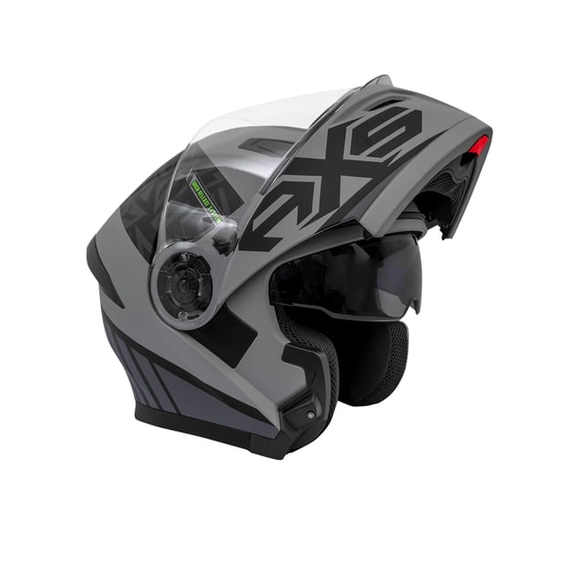 Casco Abatible AXS Elite Gris Negro XL Con Luz LED