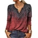 thumbnail image 1 of Blusa de manga larga,Blusa informal con cuello en V y muescas para mujer Top estampado para mujer Top de línea, 1 of 5