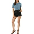 thumbnail image 2 of Allegra K Women's Tie Neck Ruffle Neck Blouse Puff Sleeve Ruffle Cuff Solid Tops, 2 of 6