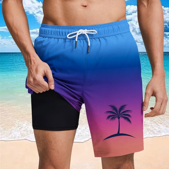 Runfenguu Black Shorts Men, Shorts For Teens Men'S Sports Shorts Breathable Running And Fitness Training Shorts Palm Tree Print Thin Three Quarter Shorts Fold Over Shorts