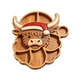 thumbnail image 2 of Highland Cow Serving Wooden Platter 9.84"x7.87" Large Kids Snack Plate Food Safe Charcuterie Board for Christmas Thanksgiving Divided Tray for Fruit Dessert Baby Food, 2 of 6