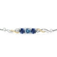 thumbnail image 2 of 925 Sterling Silver and 10K Yellow Gold Persian Blue Moissanite Blue Created Sapphire and Lab Grown Diamond Tennis Bracelet for Women (1.72 Cttw, Gemstone Birthstone, Fully Adjustable up to 9 inch), 2 of 4