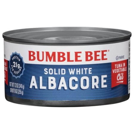 Bumble Bee Solid White Albacore Tuna In Oil, 12 Oz Can - Wild Caught Tuna - 21G Protein Per Serving - Non-Gmo Project Verified, Gluten Free, Kosher - Great For Tuna Salad And Recipes