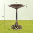 thumbnail image 3 of Pedestal Bird Bath 28 Inch Antique Copper Resin Birdbaths Weather Resistant Floral Accents and Vintage Finish Garden Decor for Outdoor Lightweight Courtyard…, 3 of 19