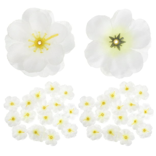 KAKOWELY 100 piezas de flores artificiales para hacer tú mismo, para pinzas de pelo, material pequeño para hacer tú mismo, accesorios para fotos.