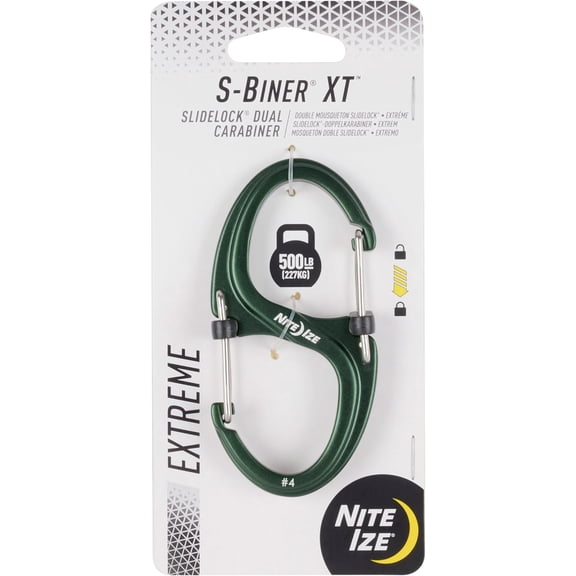 Nite Ize S-Biner XT SlideLock Dual Carabiner Forest Green 500-lb Limit