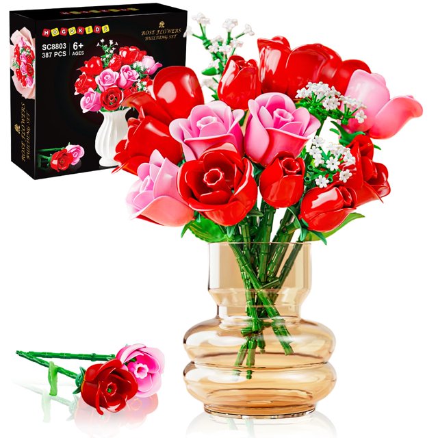 Set de construcción HOGOKIDS con ramo de flores con luces, 387 piezas