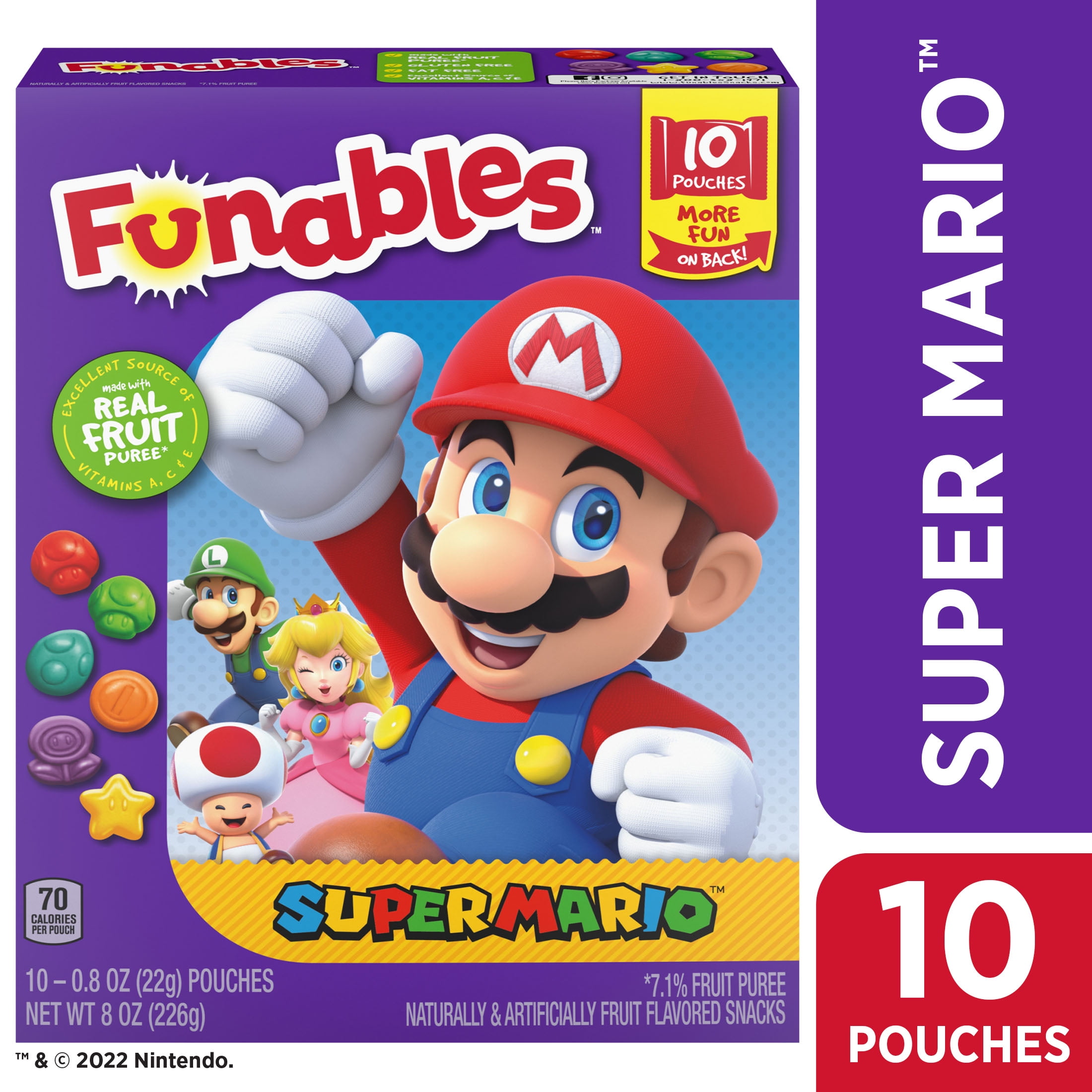 Funables Super Mario Fruit Flavored Snacks 0.8 oz, 10 count
