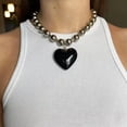 thumbnail image 2 of K-KED Love Heart Necklace Big Glass Heart Pendant Chain Choker Neck Delicate Jewelry Gifts-Green, 2 of 9