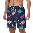 thumbnail image 2 of Uemuo Cartoon Dinosaur Pattern Mens Swim Trunks Quick Dry Board Shorts with Mesh Lining, Stretch Beach Shorts Quick Dry No-Chafing Board Shorts-Small, 2 of 9