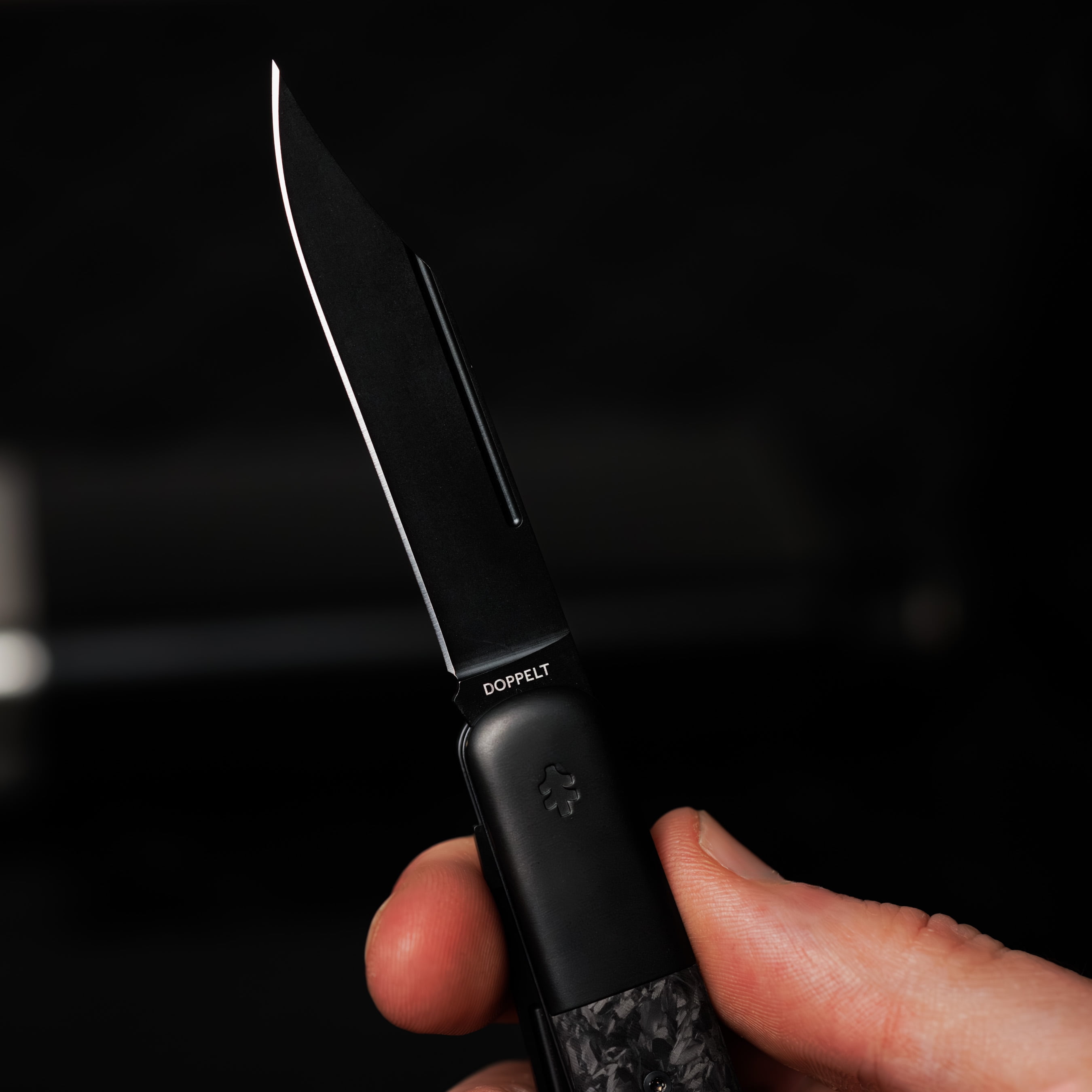 Swiss Tech Barlow Double Bladed Pocket Knife, Trapper, AUS-8, Carbon Fiber Handle, Slip Joint