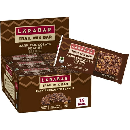 Larabar Trail Mix Bars, Dark MDA05 Chocolate Peanut, Gluten Free Baked Nut Bar, 16 Count, 16.96 oz