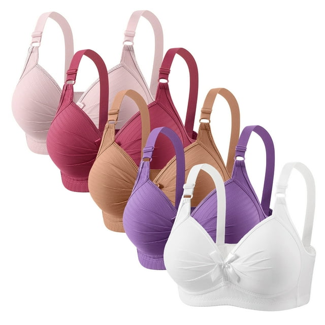 5 Pack Bras for Women No Underwire Push Up Wireless Bra Seamless Bras Full Coverage Bralettes Lift Everyday Bras Plus Size