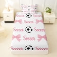 thumbnail image 3 of Erosebridal Soccer Ball Games Twin Sheet Sets For Football Boys,Pink Bows Kawaii Bowtie Girls Bedding 3 Pieces, 3 of 6