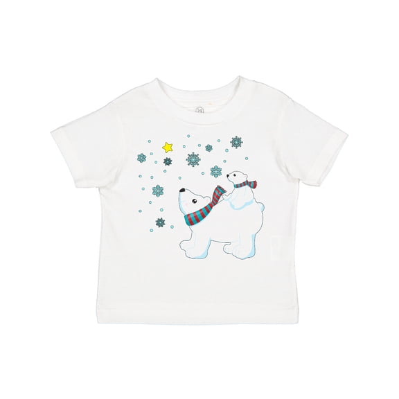 Inktastic Christmas Polar Bear and Cub with a star Boys or Girls Toddler T-Shirt