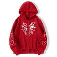 thumbnail image 2 of LowProfile Sweatshirt Hoodies for Women Plus Size Long Sleeve Casual Tops Heart Print Gothic Style Hoodlies Zipper Thermal With Pocket Coat Winter Fall Sweatshirts Red XL, 2 of 4