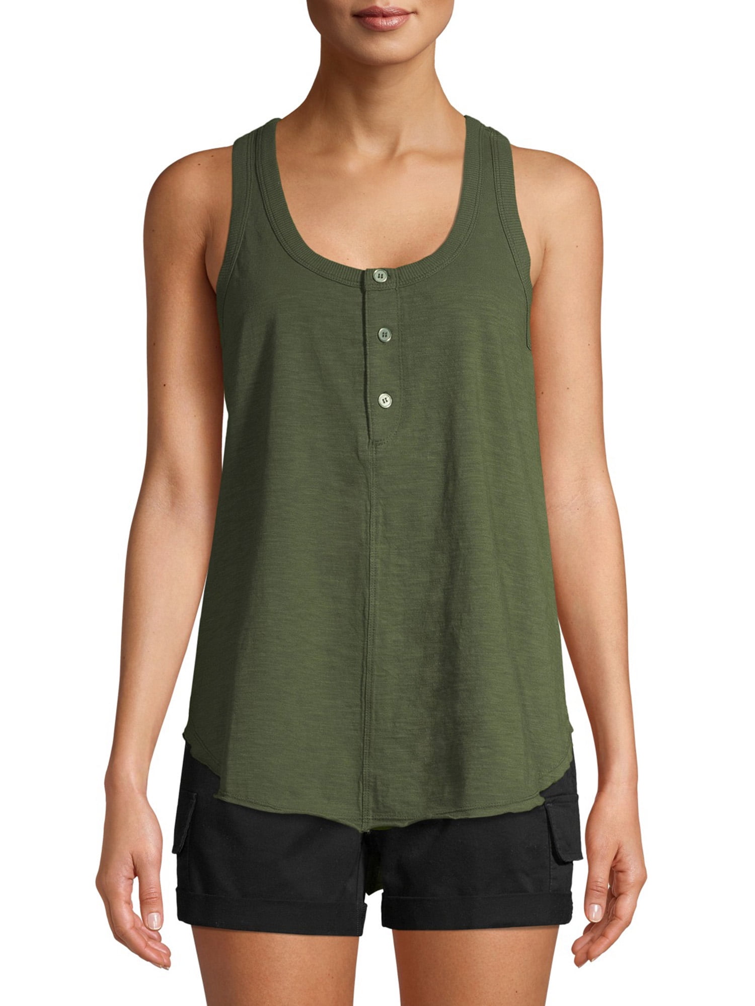 Time and Tru Time and Tru Women's Sleeveless Henley Tank Top