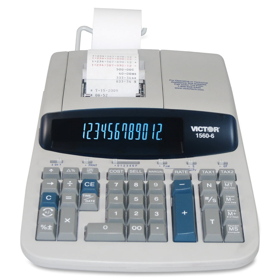 Victor Technology 1560-6 5.2 Lines/Sec 1560-6 Two-Color Ribbon Printing Calculator - Black/Red Print